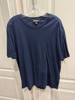 Express Men's Navy Blue Crewneck Short Sleeve Tee